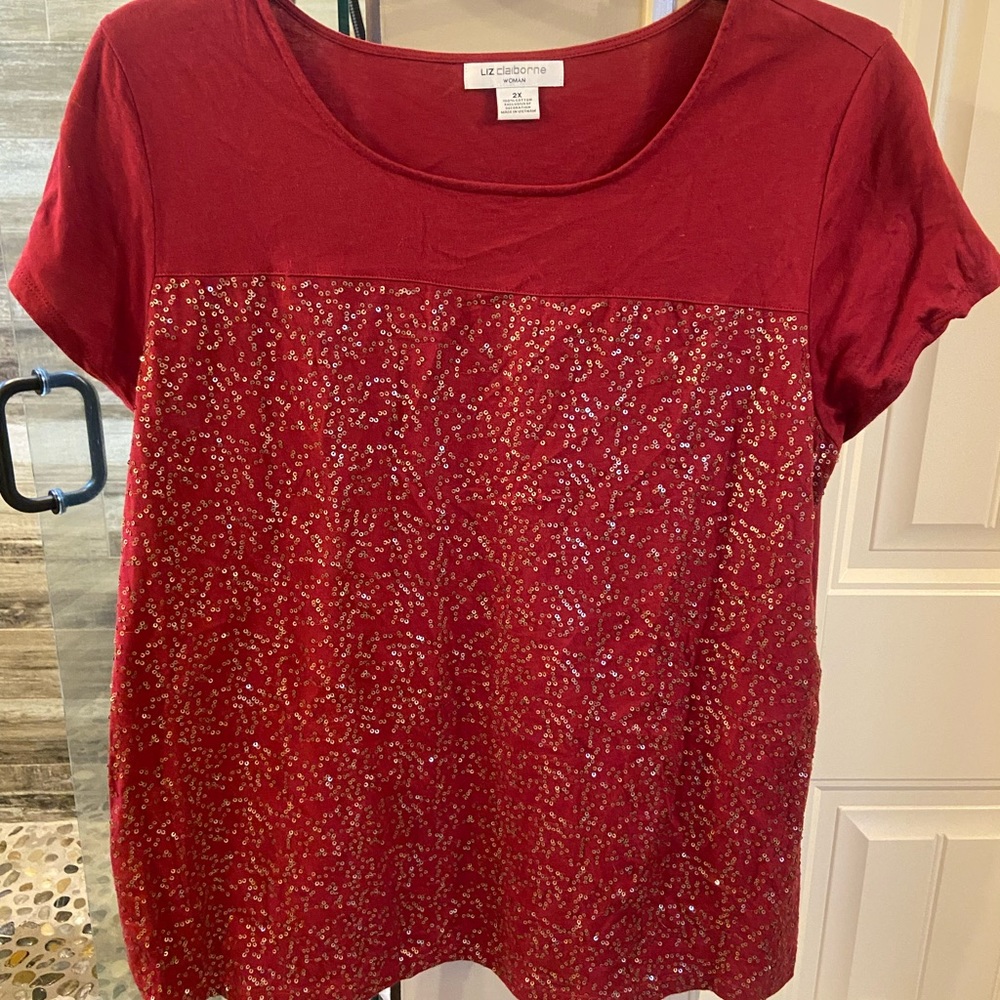 Beautiful Liz Claiborne Shirt with Gold sequins